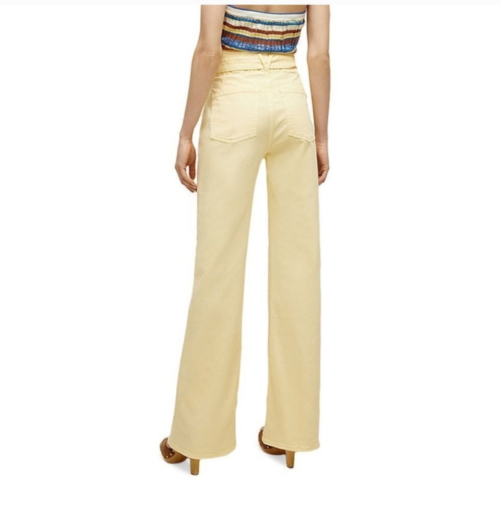 Veronica Beard Rosana Corset Wide Leg Jeans, Pale Yellow, Size 31